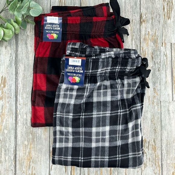 Men’s Fruit of The Loom Comfy Cozy Lounge Fleece Pajama Pants 2-Pack Size M - Picture 1 of 16